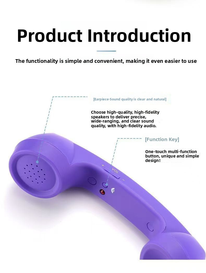 Retro Vintage Telephone Handset – Type-C Phone Call Receiver with Noise-Reducing Microphone