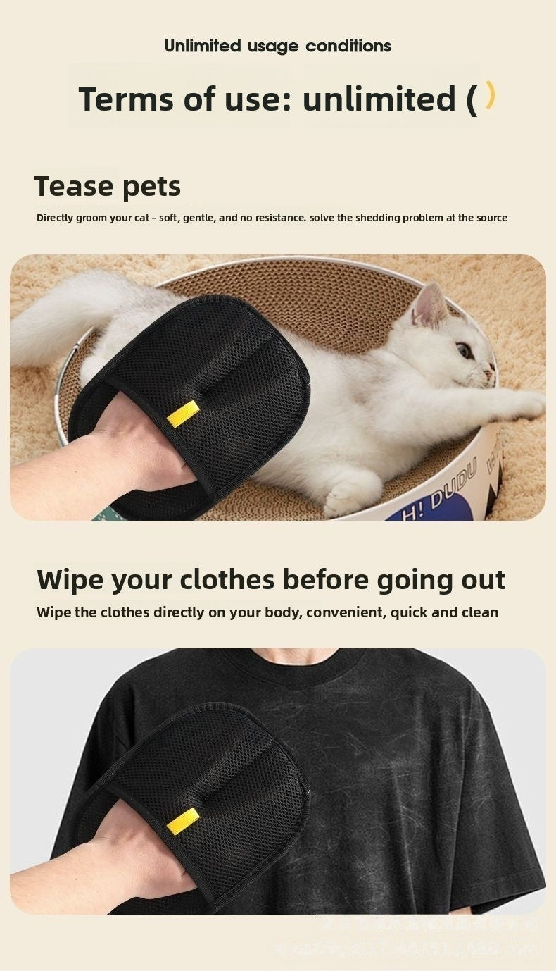 Double-Sided Pet Hair Remover Grooming Glove | Reusable Lint & Fur Cleaning Mitt