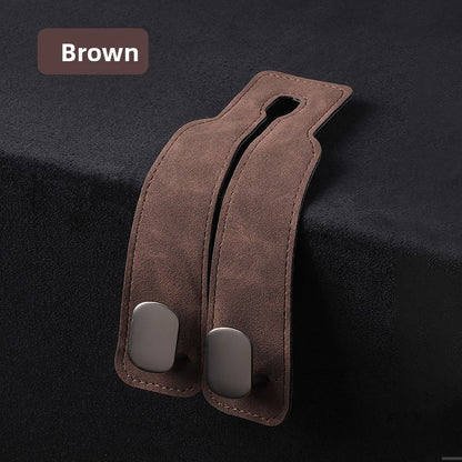 Premium Suede Car Seat Headrest Hook | Heavy-Duty Dual Organizer Hanger