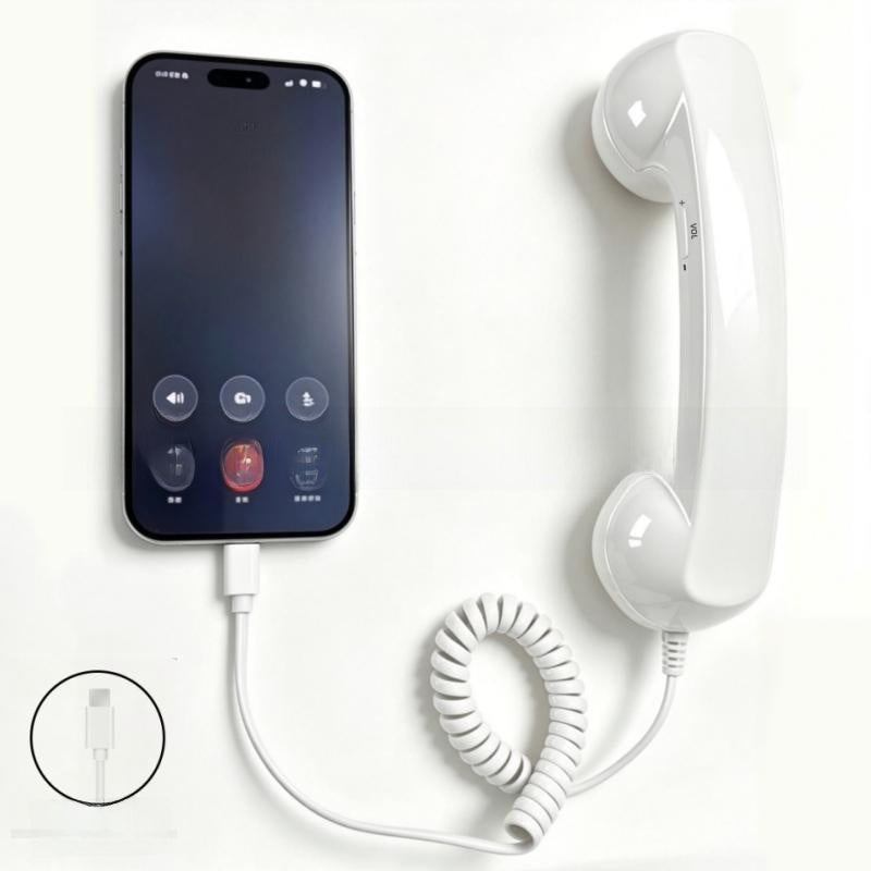 Retro Vintage Telephone Handset – Type-C Phone Call Receiver with Noise-Reducing Microphone