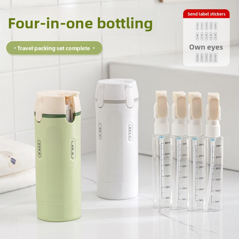 4-in-1 Travel Refillable Toiletry Bottle | Leak-Proof Shampoo, Conditioner & Lotion Dispenser