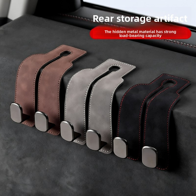 Premium Suede Car Seat Headrest Hook | Heavy-Duty Dual Organizer Hanger