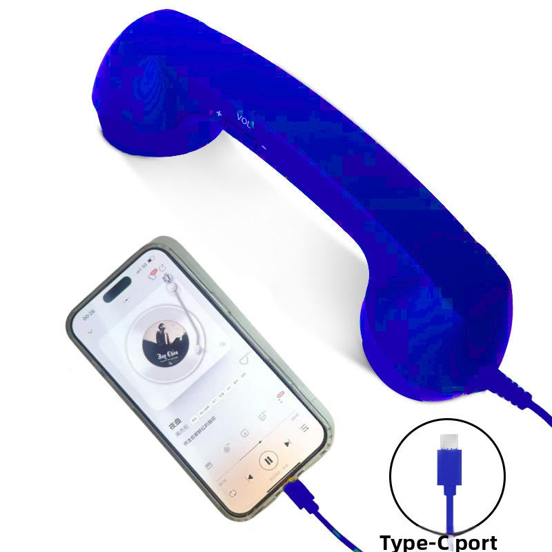 Retro Vintage Telephone Handset – Type-C Phone Call Receiver with Noise-Reducing Microphone
