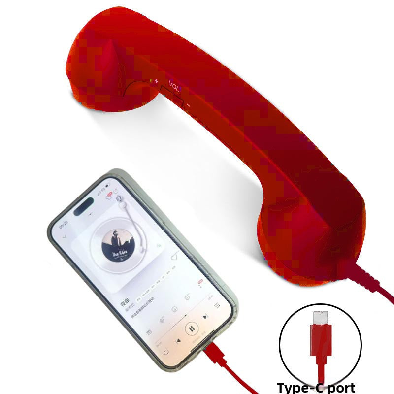 Retro Vintage Telephone Handset – Type-C Phone Call Receiver with Noise-Reducing Microphone