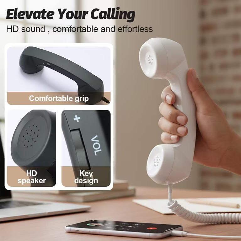Retro Vintage Telephone Handset – Type-C Phone Call Receiver with Noise-Reducing Microphone