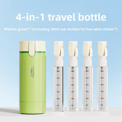 4-in-1 Travel Refillable Toiletry Bottle | Leak-Proof Shampoo, Conditioner & Lotion Dispenser