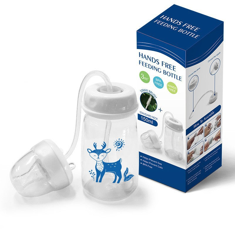 Hands-Free Baby Feeding Bottle – 150ml Ergonomic Infant Milk Bottle