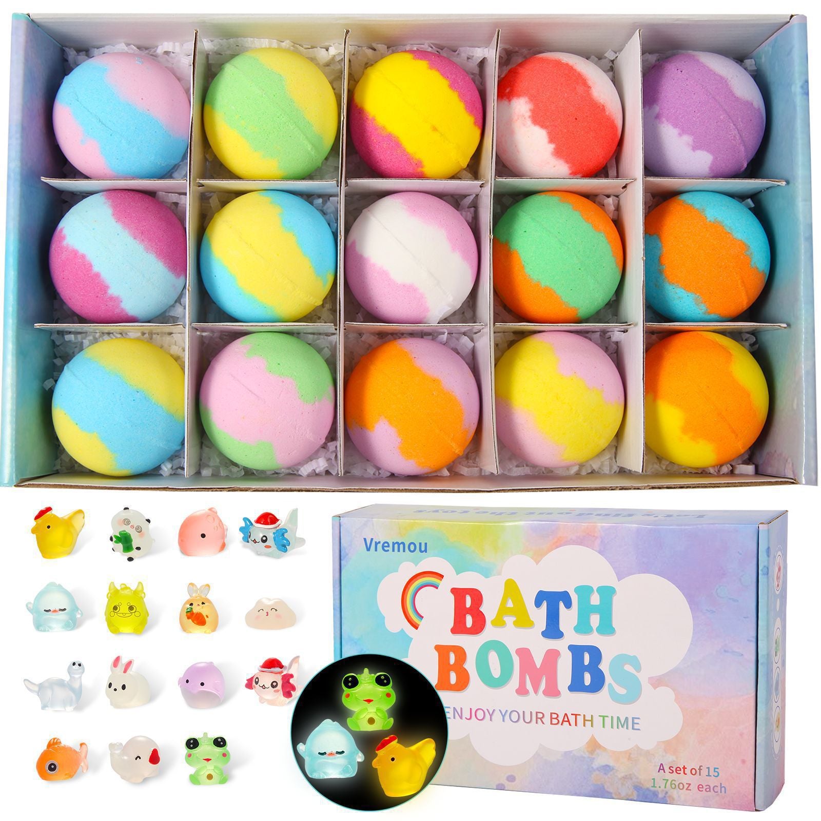Efferance™ Childrens Surprise Bath bomb set with Hidden Toys