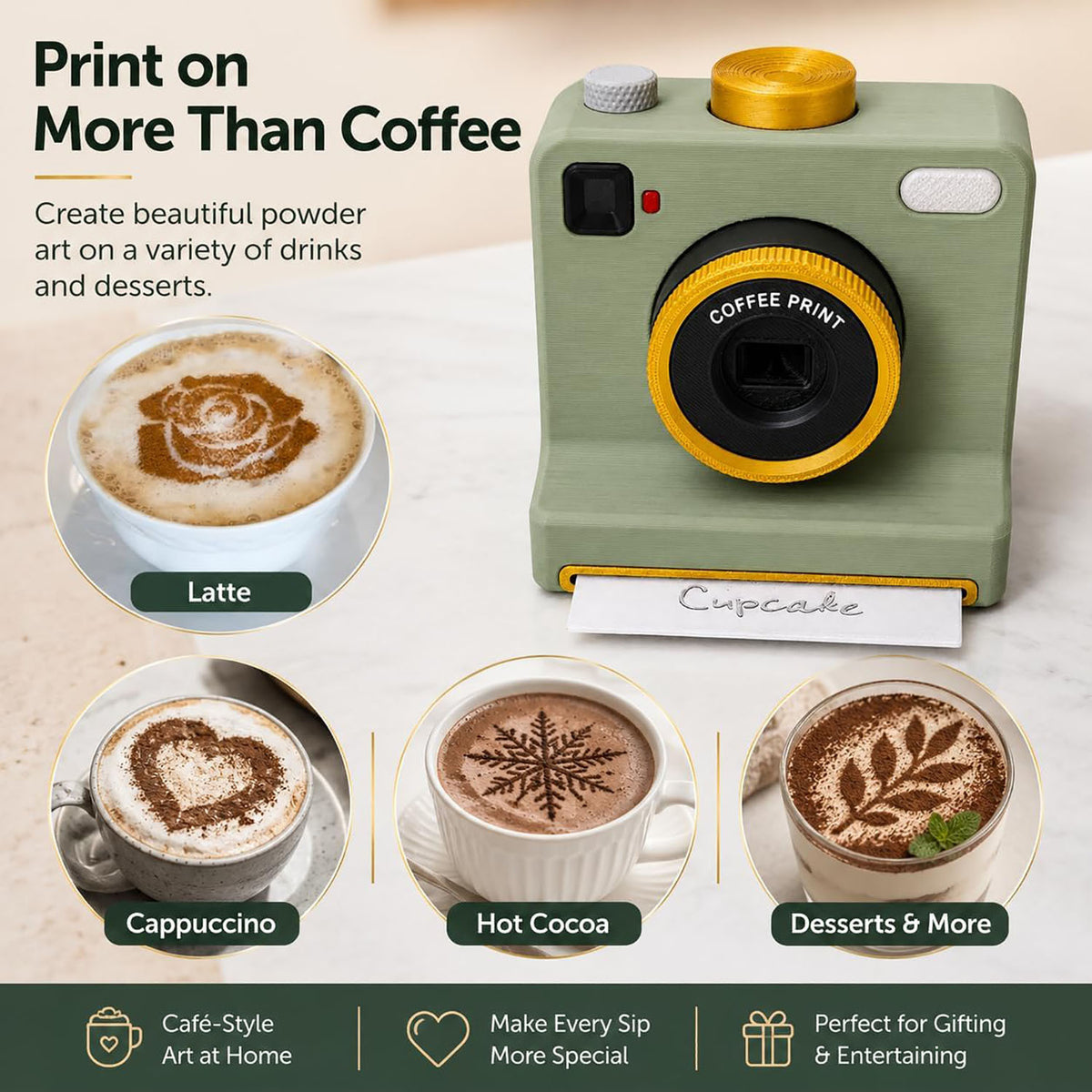 3D Latte Art Coffee Printer – Manual Coffee Art Stencil Maker with 5 Templates