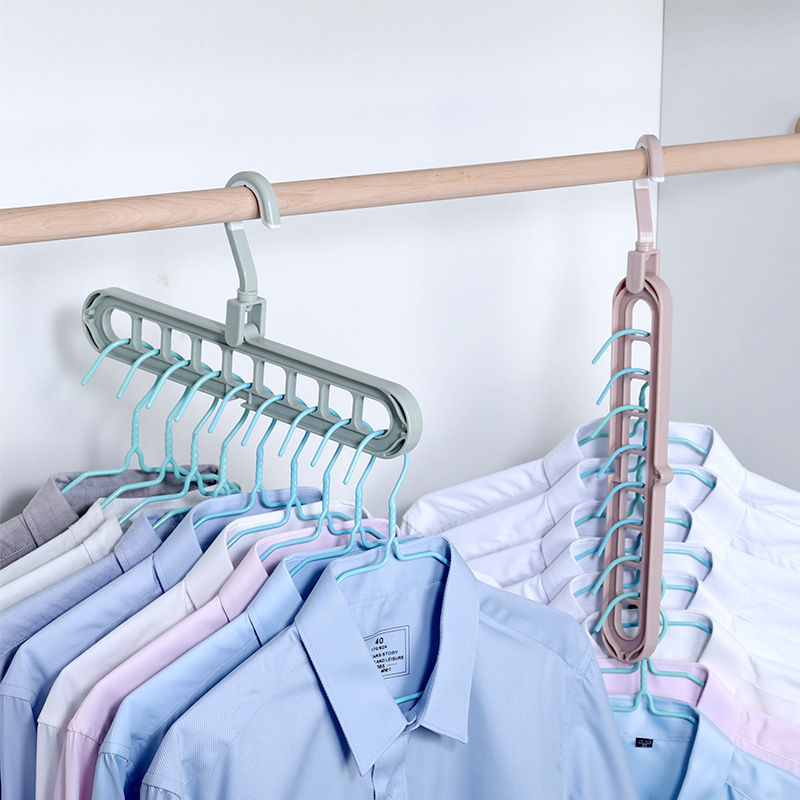 9-Hole Space Saving Clothes Hanger | Foldable Multi-Layer Wardrobe Organizer