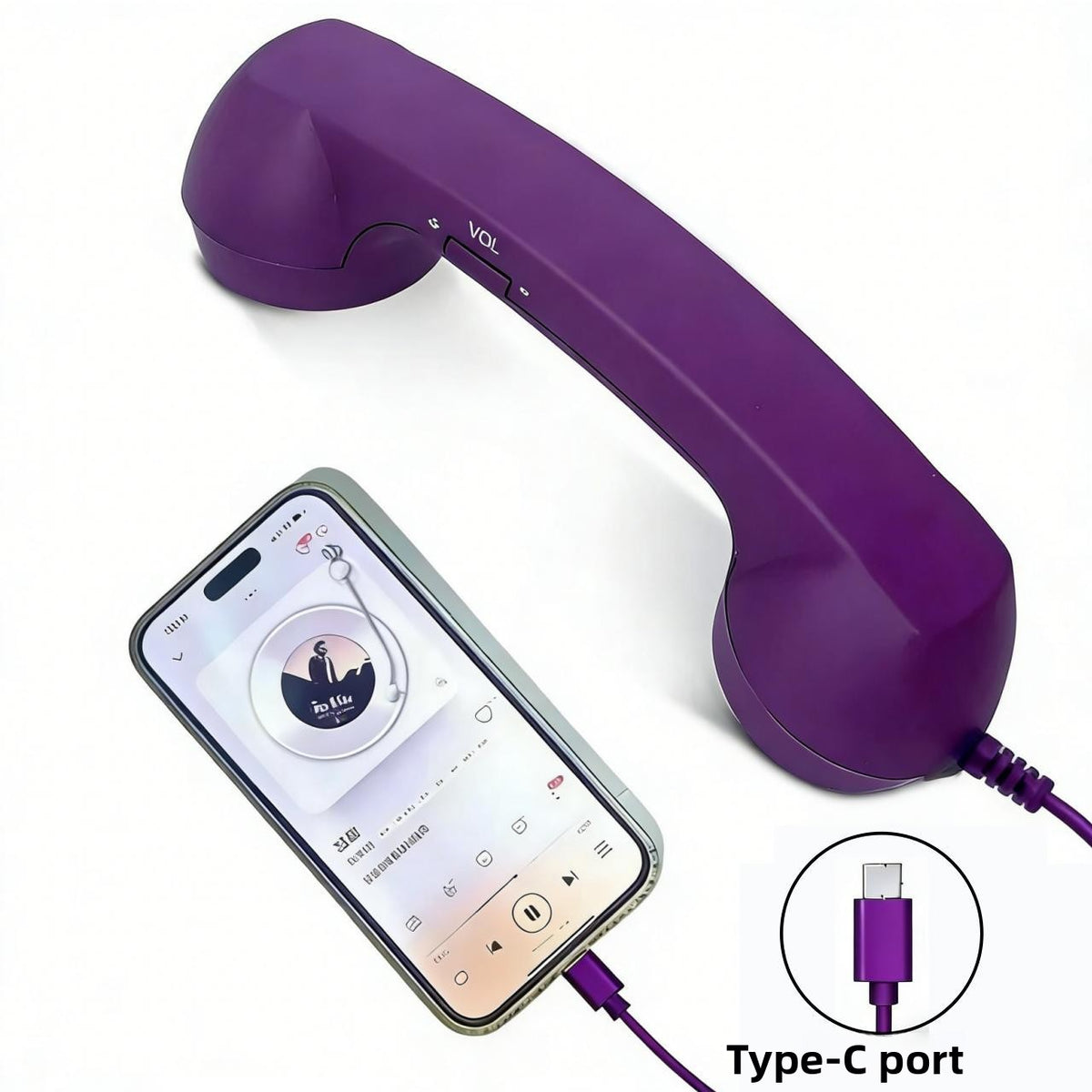 Retro Vintage Telephone Handset – Type-C Phone Call Receiver with Noise-Reducing Microphone