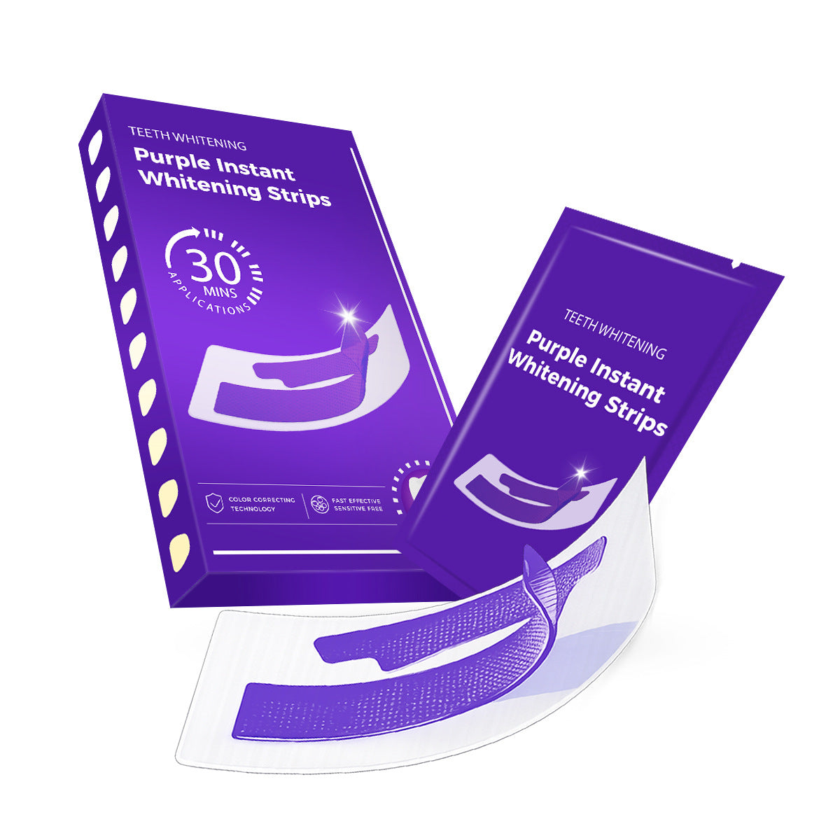 Purple Mint Teeth Whitening Strips - Pack of 14 strips | Professional At-Home Stain Removal Kit