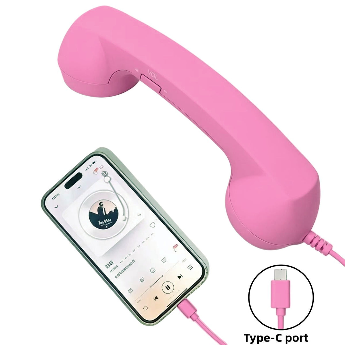 Retro Vintage Telephone Handset – Type-C Phone Call Receiver with Noise-Reducing Microphone