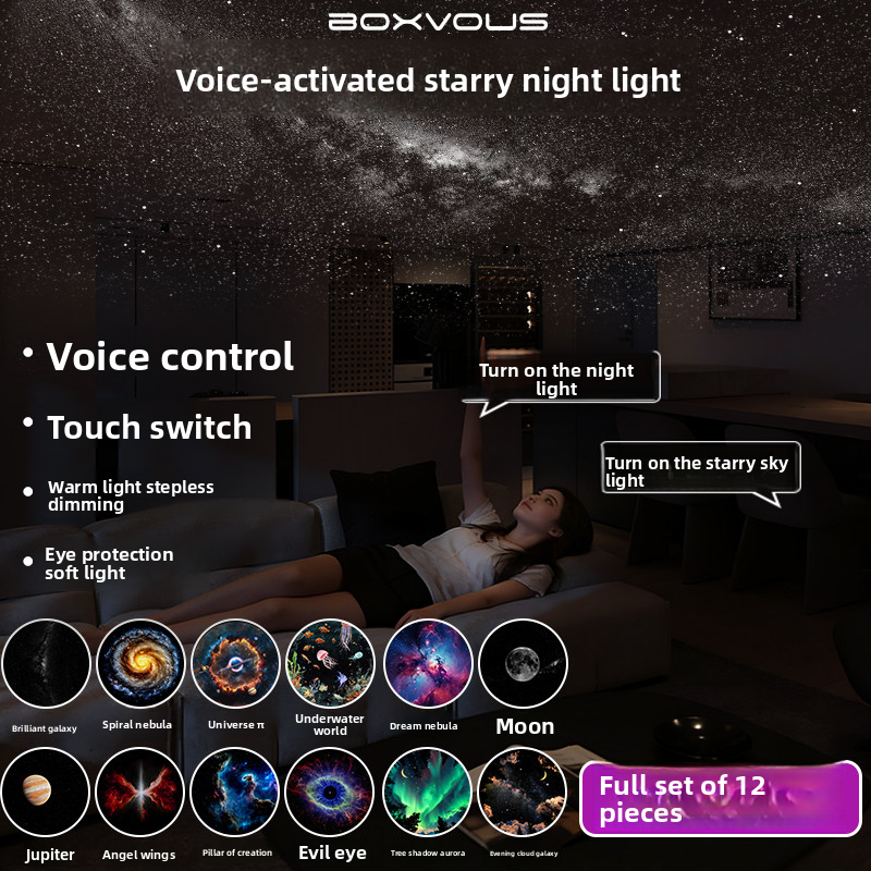 Dual Mode Star Projection Night Light with Voice Control