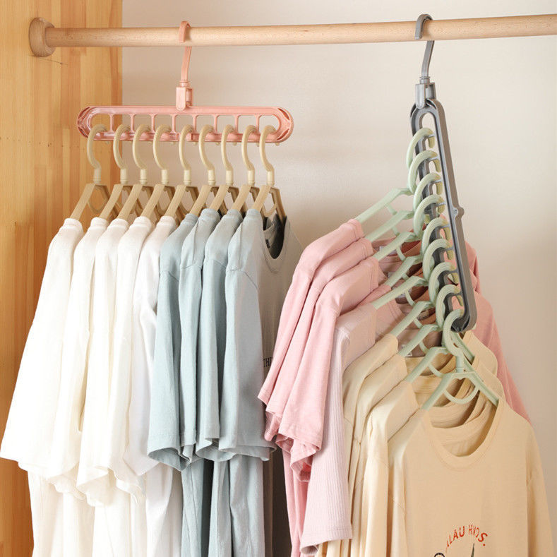 9-Hole Space Saving Clothes Hanger | Foldable Multi-Layer Wardrobe Organizer