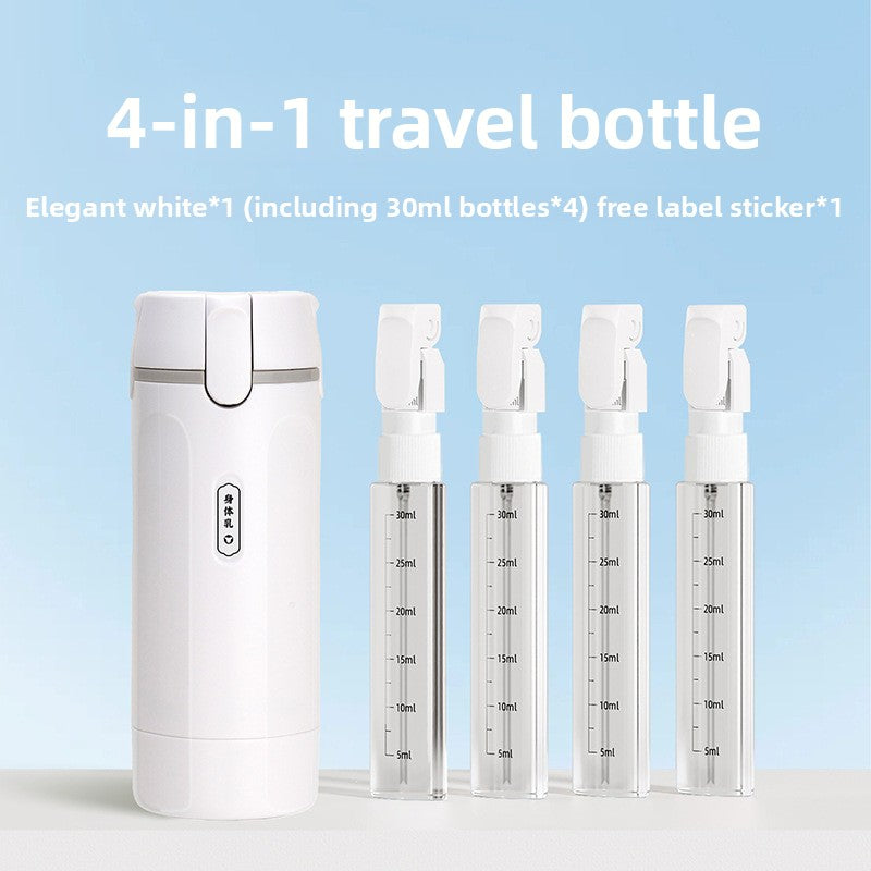 4-in-1 Travel Refillable Toiletry Bottle | Leak-Proof Shampoo, Conditioner & Lotion Dispenser