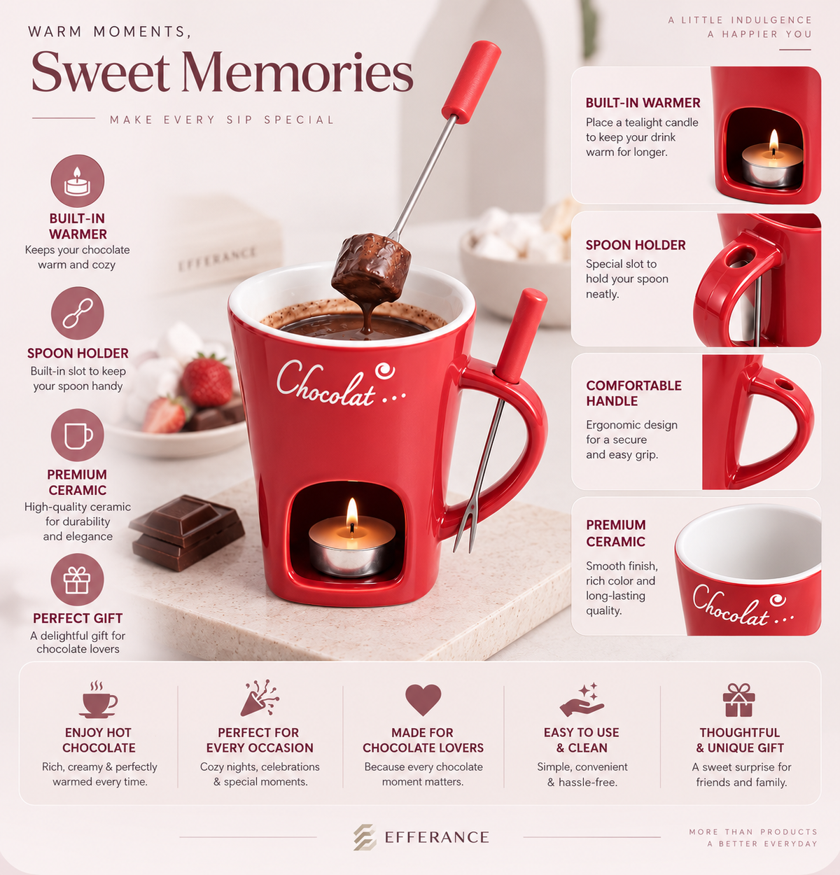 Melt & Dip™ Ceramic Chocolate Fondue Cup with Fork