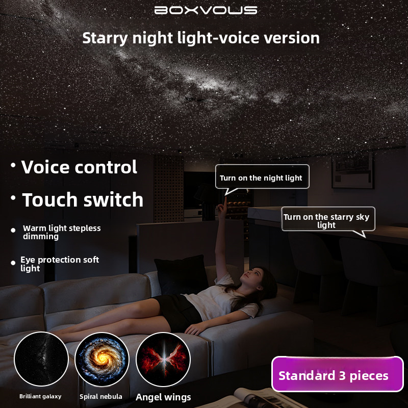 Dual Mode Star Projection Night Light with Voice Control