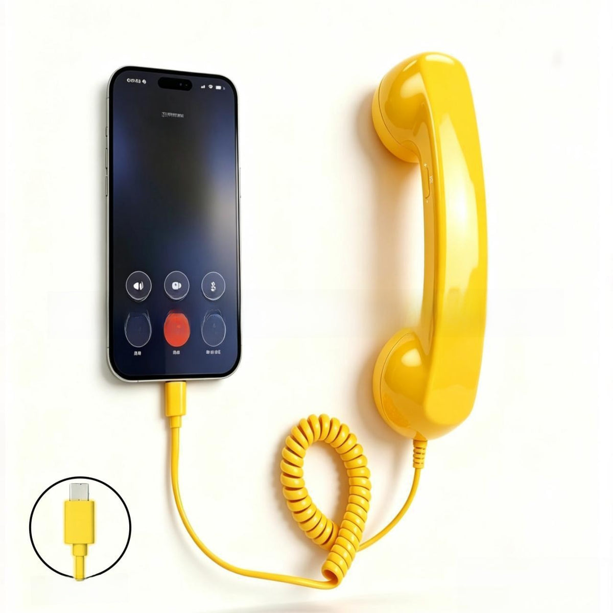 Retro Vintage Telephone Handset – Type-C Phone Call Receiver with Noise-Reducing Microphone