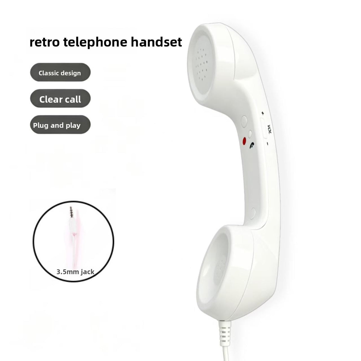 Retro Telephone Handset with Wired Microphone