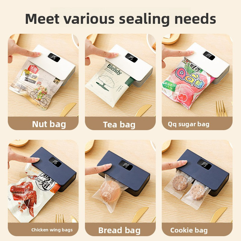 FreshSeal™ Rechargeable Mini Heat Sealing Machine – Portable Food Bag Sealer with Digital Display & Type-C Charging