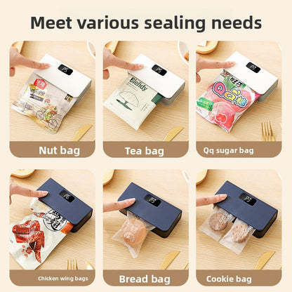 FreshSeal™ Rechargeable Mini Heat Sealing Machine – Portable Food Bag Sealer with Digital Display & Type-C Charging