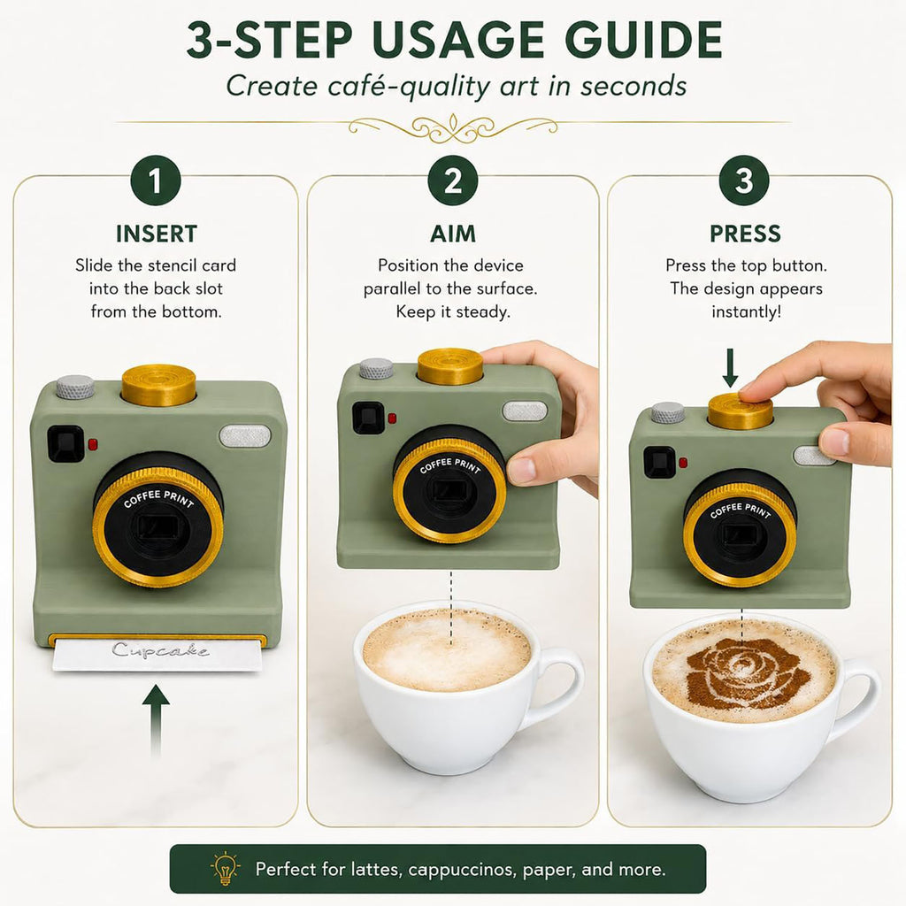 3D Latte Art Coffee Printer – Manual Coffee Art Stencil Maker with 5 Templates