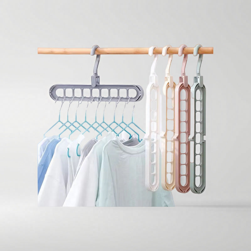 9-Hole Space Saving Clothes Hanger | Foldable Multi-Layer Wardrobe Organizer