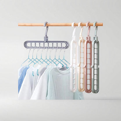 9-Hole Space Saving Clothes Hanger | Foldable Multi-Layer Wardrobe Organizer