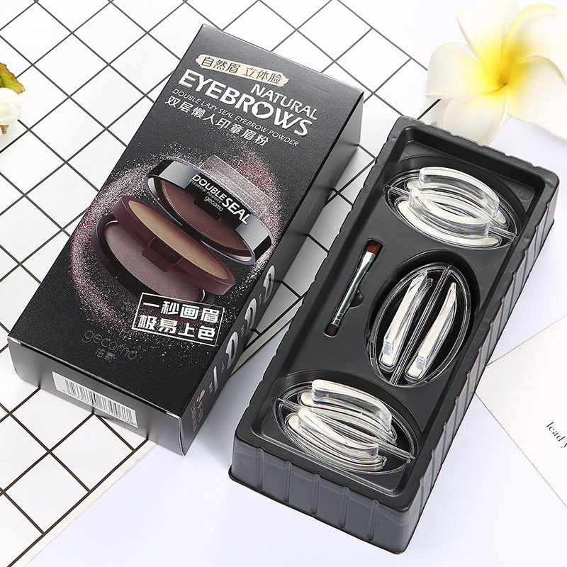 2-Tone Waterproof Eyebrow Powder Stamp | Smudge-Proof Brow Palette for Natural-Looking Brows