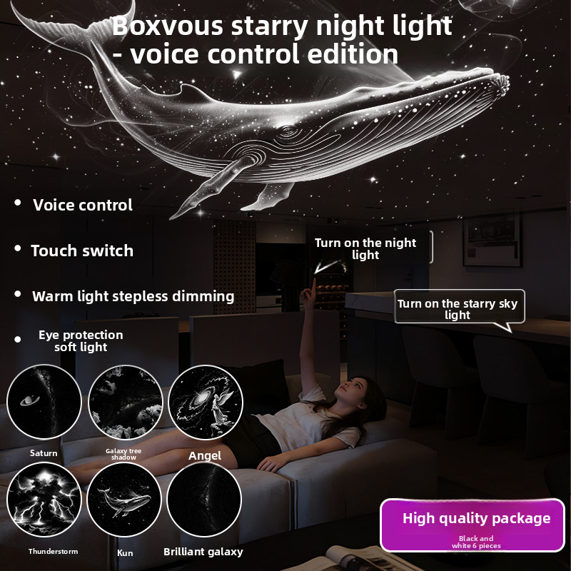Dual Mode Star Projection Night Light with Voice Control