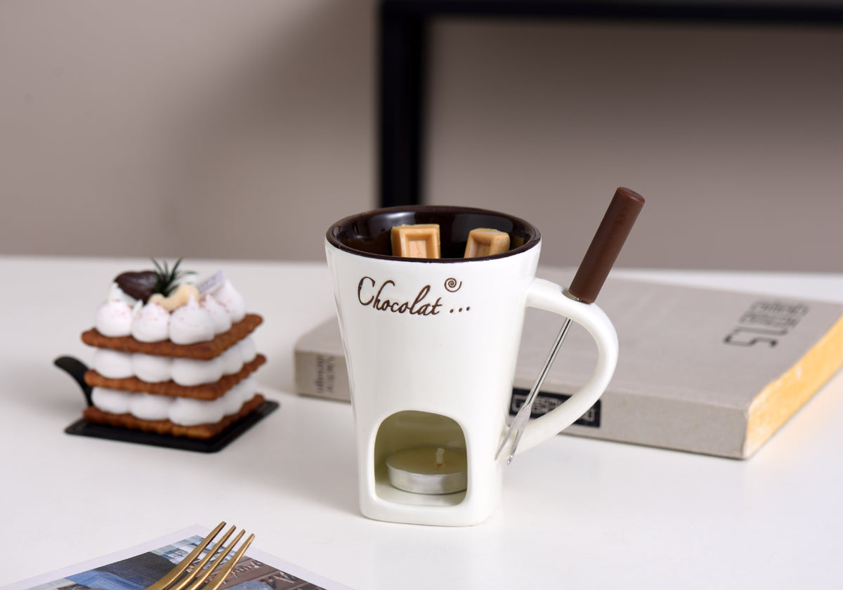Melt & Dip™ Ceramic Chocolate Fondue Cup with Fork