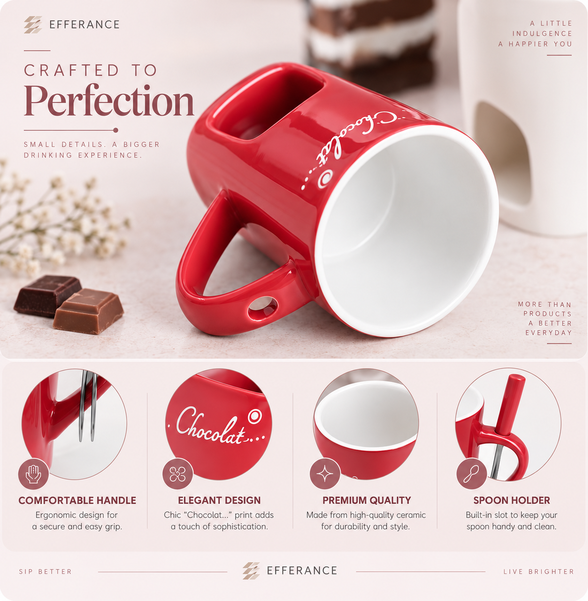Melt & Dip™ Ceramic Chocolate Fondue Cup with Fork