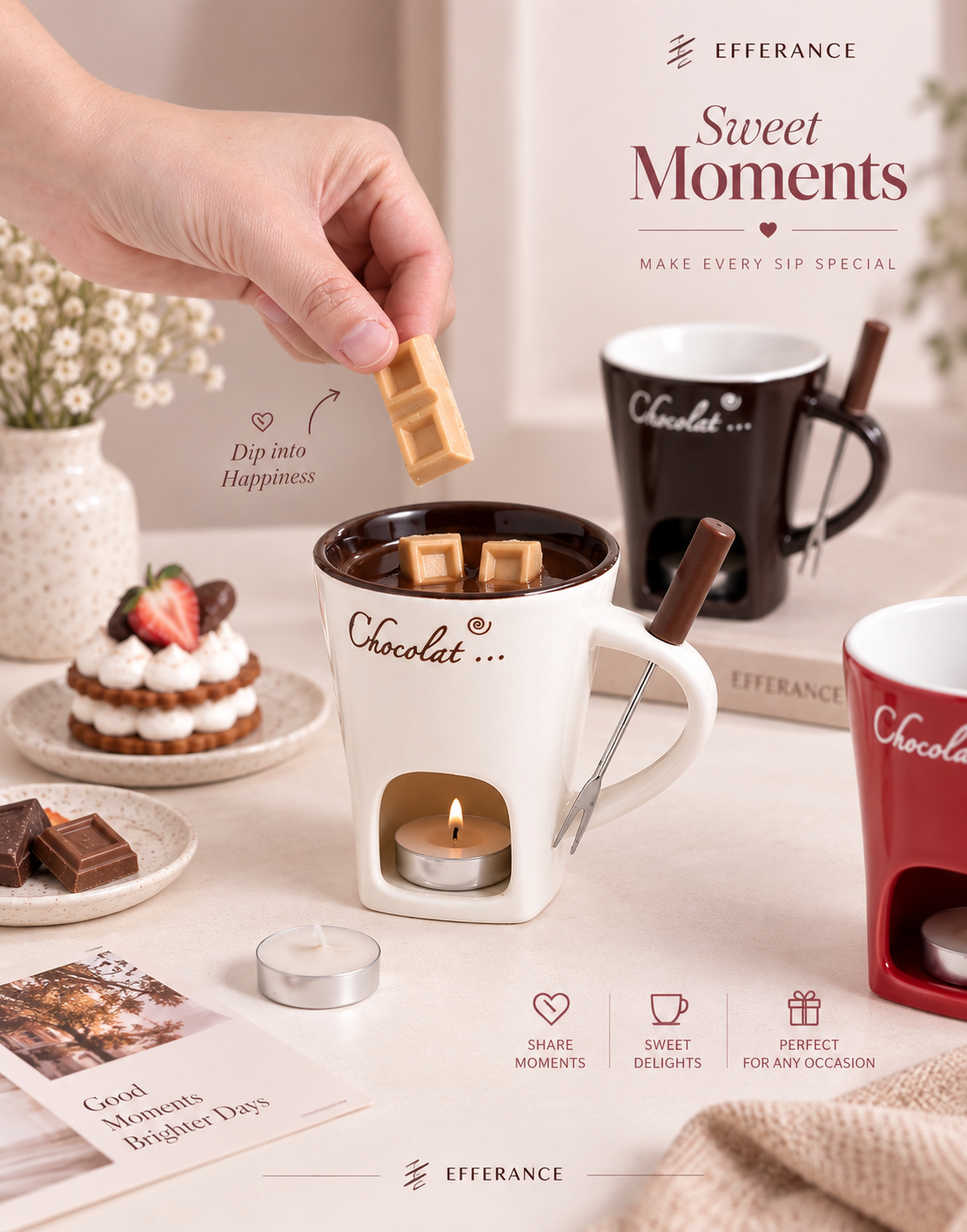 Melt & Dip™ Ceramic Chocolate Fondue Cup with Fork