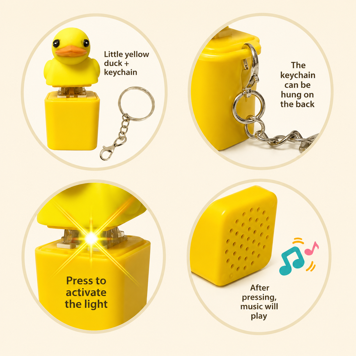 QuackBuddy™ Cute Duck Button Keychain – Adorable Backpack, Bag & Car Key Accessory