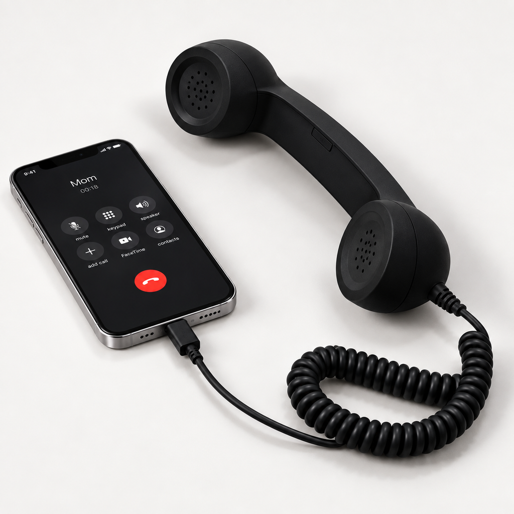 Retro Vintage Telephone Handset – Type-C Phone Call Receiver with Noise-Reducing Microphone