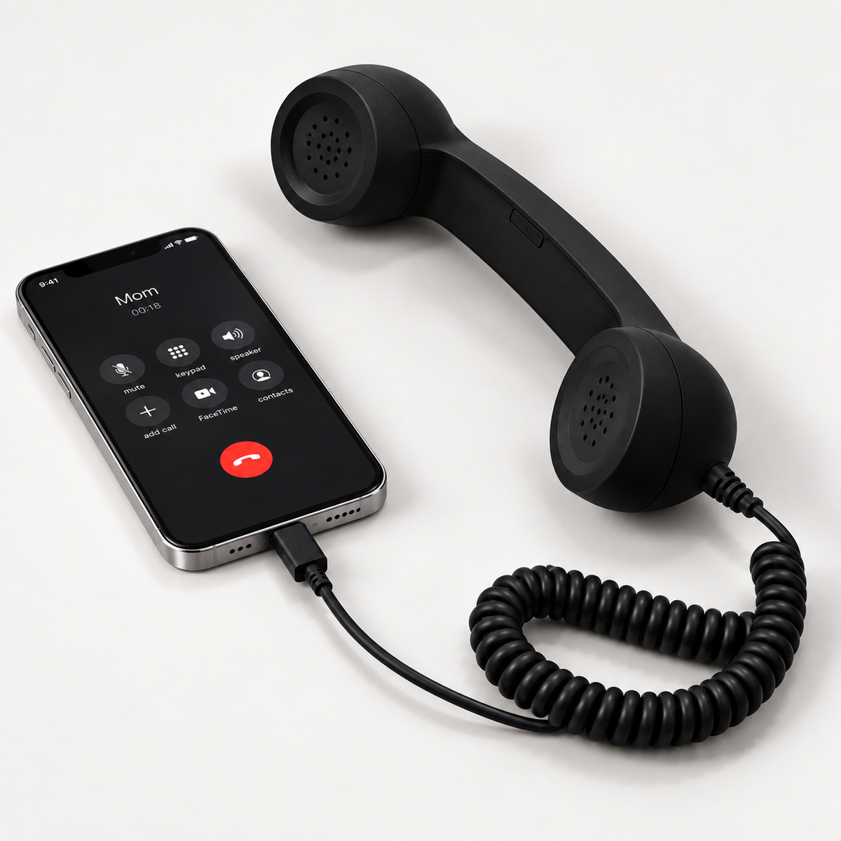 Retro Vintage Telephone Handset – Type-C Phone Call Receiver with Noise-Reducing Microphone