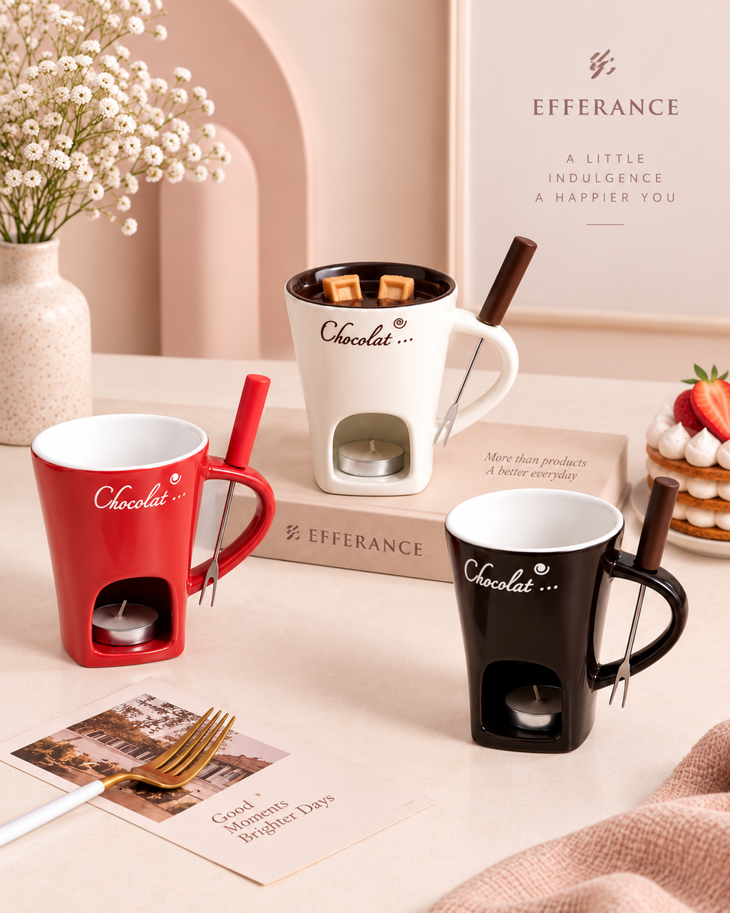 Melt & Dip™ Ceramic Chocolate Fondue Cup with Fork
