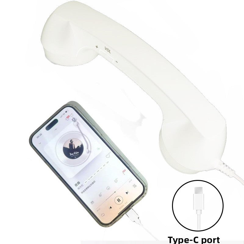 Retro Vintage Telephone Handset – Type-C Phone Call Receiver with Noise-Reducing Microphone