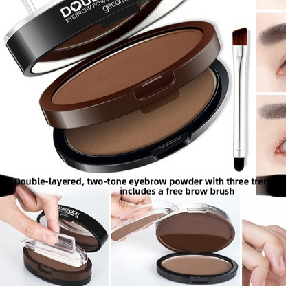 2-Tone Waterproof Eyebrow Powder Stamp | Smudge-Proof Brow Palette for Natural-Looking Brows