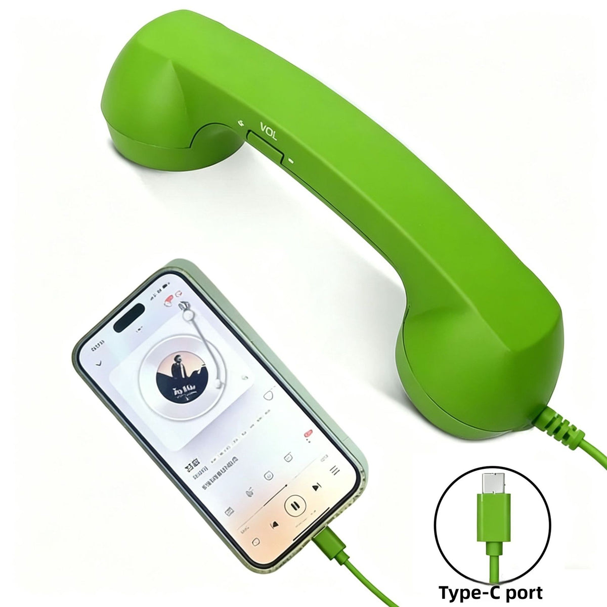 Retro Vintage Telephone Handset – Type-C Phone Call Receiver with Noise-Reducing Microphone