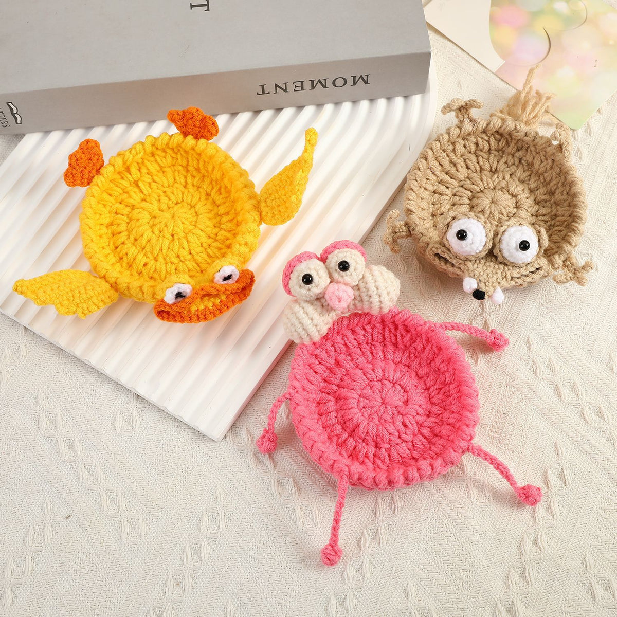 Handmade Animal Crochet Coaster – Cute Wool Drink & Table Protector